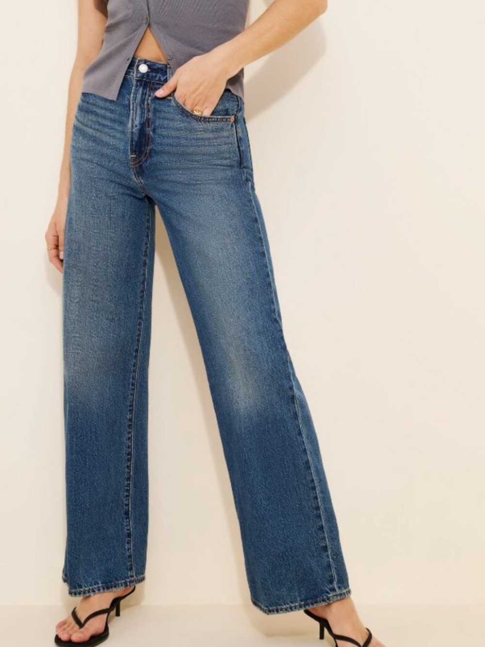 Levi’s ribcage wide leg denim jeans medium wash